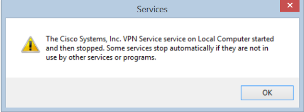Cisco VPN service error